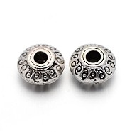 Tibetan Style Alloy Beads, Lead Free & Nickel Free & Cadmium Free, Bicone, Antique Silver, about 7mm long, 7mm wide, 4.5mm thick, hole: 1mm(LF10902Y-NF)