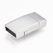 304 Stainless Steel Magnetic Clasps with Glue-in Ends, Rectangle, Stainless Steel Color, 23x11.5x4.5mm, Hole: 3x10mm(STAS-F130-76P)