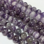 Gemstone Beads Strands, Natural Grade B Amethyst, Round, Purple, 10mm, Hole: 1mm, about 40pcs/strand(G-S025)