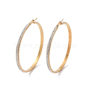 304 Stainless Steel Hoop Earrings, with Polymer Clay and Rhinestone, Ring, Golden, Crystal, 60x59x3.5mm(EJEW-N0031-11G-01F)