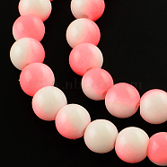 Two-Color Baking Painted Glass Bead Strands, Round, Light Coral, 8mm, Hole: 1.3~1.6mm, about 104pcs/strand, 32.7 inch(DGLA-R050-8mm-20)