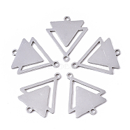 201 Stainless Steel Links connectors, Laser Cut Links, Double Triangle, Stainless Steel Color, 19.5x16x1mm, Hole: 1.4mm(X-STAS-R104-018P)