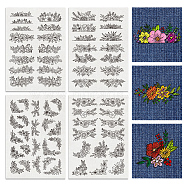 4 Sheets 11.6x8.2 Inch Stick and Stitch Embroidery Patterns, Non-woven Fabrics Water Soluble Embroidery Stabilizers, Flower, 297x210mmm(DIY-WH0455-040)