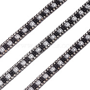 Beadthoven Hotfix with Two Rows Rhinestone, Hot Melt Adhesive on the Back, Costume Accessories, Rectangle, Black Diamond, 9mm(DIY-BT0001-29)