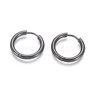 304 Stainless Steel Huggie Hoop Earrings, Hypoallergenic Earrings, with 316 Surgical Stainless Steel Pin, Electrophoresis Black, 10 Gauge, 19x2.5mm, Pin: 1mm, Inner Diameter: 14mm(EJEW-F111B-19mm-B)