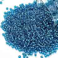 TOHO Round Seed Beads, Japanese Seed Beads, (23C) Dark Aquamarine Silver Lined, 11/0, 2.2mm, Hole: 0.8mm, about 5555pcs/50g(SEED-XTR11-0023C)