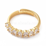 Cubic Zirconia Adjustable Ring, Real 18K Gold Plated Brass Jewelry for Women, Lead Free & Cadmium Free, Clear, Inner Diameter: 16.4~20mm(RJEW-E264-03G)
