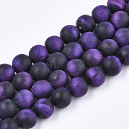 Natural Tiger Eye Beads Strands, Frosted, Dyed & Heated, Round, Dark Slate Blue, 8mm, Hole: 1mm, about 48pcs/strand, 15.55 inch(39.5cm)(G-S373-001G-8mm)