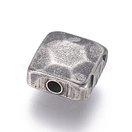 316 Surgical Stainless Steel Beads, Polished, Square, Antique Silver, 8.5x8.5x4mm, Hole: 1.8mm(STAS-G214-17AS)