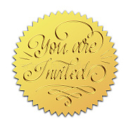 Self Adhesive Gold Foil Embossed Stickers, Medal Decoration Sticker, Word, 5x5cm(DIY-WH0211-334)