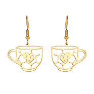 Coffee Cup Shape 304 Stainless Steel Dangle Earrings, Real 18K Gold Plated, No Size(LY4218-2)