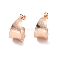 Ion Plating(IP) 304 Stainless Steel Chunky C-shape Stud Earrings, Half Hoop Earrings for Women, Rose Gold, 20x12x0.5mm, Pin: 0.7mm(EJEW-P198-07RG)