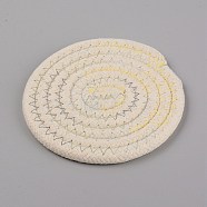 Cotton Thread Weave Hot Pot Holders, Hot Pads, Coasters, For Cooking and Baking, Flat Round, Bisque, 121x128x8.5mm(DIY-SZC0005-01B)