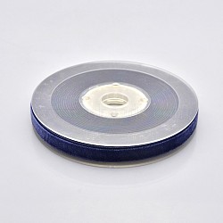 Polyester Velvet Ribbon for Gift Packing and Festival Decoration, Midnight Blue, 3/8 inch(10mm), about 50yards/roll(45.72m/roll)(SRIB-M001-10mm-370)