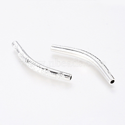 Alloy Curved Tube Beads, Curved Tube Noodle Beads, Platinum, 35x4mm, Hole: 1mm(PALLOY-J154-60P)