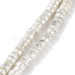 Electroplated Natural Lava Rock Beads Strands, Disc, Heishi Beads, Silver Plated, 4~4.5x2~2.5mm, Hole: 1mm, about 161pcs/strand, 15.55''(39.5cm)(G-H303-A05-S)