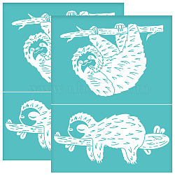 Self-Adhesive Silk Screen Printing Stencil, for Painting on Wood, DIY Decoration T-Shirt Fabric, Turquoise, Sloth, 280x220mm(DIY-WH0338-176)