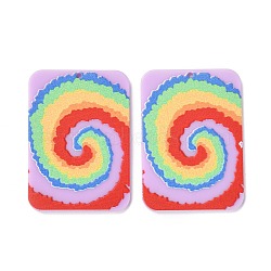 Embossed Opaque Resin Pendants, DIY Earring Accessories, Rectangle with Rainbow Vortex Pattern, Other Pattern, 41.5x29.5x2mm, Hole: 1.6mm(RESI-I036-01A)