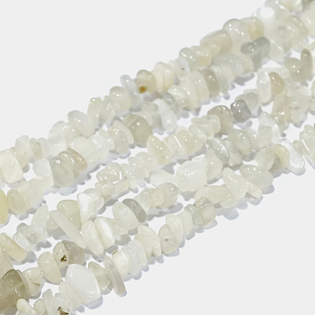 Natural White Moonstone Chip Beads Strands, 4~14x4~12mm, Hole: 1mm, about 15.3 inch~16.1 inch