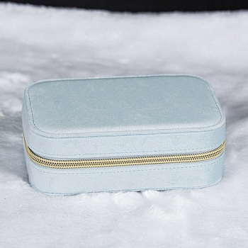Velvet Box, Jewelry Organizer, for Necklaces, Rings, Earrings and Pendants, Rectangle, Light Blue, 15.5x11x5.5cm