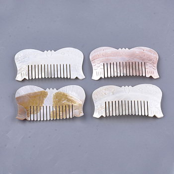 Freshwater Shell Combs, Fish, Seashell Color, 110~112x61~62x4~5mm