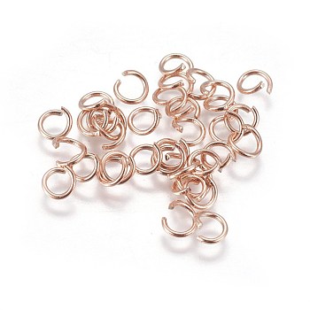 Ion Plating(IP) 304 Stainless Steel Open Jump Rings, Rose Gold, 20 Gauge, 5x0.8mm, Hole: 3.5mm
