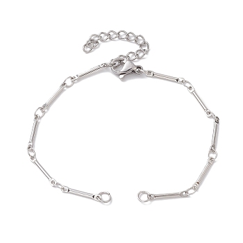Brass Bar Link Chain Bracelet Making, with Jump Rings and Lobster Claw Clasps, Platinum, 6 inch(15.3cm)
