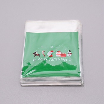 Christmas Theme Rectangle OPP Self-Adhesive Cookie Bags, for Baking Packing Bags, Environmentally Friendly, Christmas Themed Pattern, 129~152x98~100x0.05~0.3mm