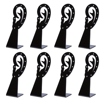 Ear Shape Opaque Acrylic Earring Display Stands, Tabletop Earring Stud Organizer Holder, Black, 3.05x2.9x10cm, Hole: 2.5mm