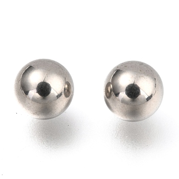 201 Stainless Steel Beads, No Hole/Undrilled, Solid Round, Stainless Steel Color, 7.5mm