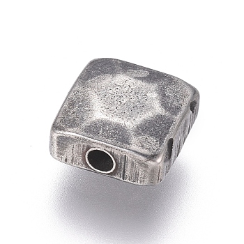 316 Surgical Stainless Steel Beads, Polished, Square, Antique Silver, 8.5x8.5x4mm, Hole: 1.8mm
