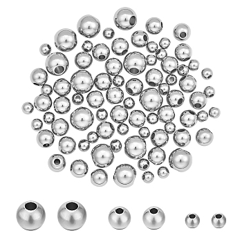 150Pcs 3 Styles 202 Stainless Steel Rondelle Spacer Beads, Stainless Steel Color, 4~8x3~6mm, Hole: 1.5~3mm, 50pcs/style