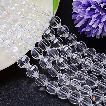 Faceted Round Imitation Austrian Crystal Bead Strands, Grade AAA, Clear, 10mm, Hole: 0.9~1mm, about 40pcs/strand, 15.7 inch