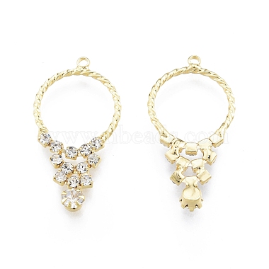Real 18K Gold Plated Clear Ring Brass+Cubic Zirconia Pendants