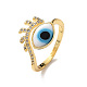 Lampwork Evil Eye Cuff Ring with Clear Cubic Zirconia(RJEW-L104-04G-03)-1