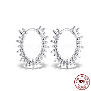 Rhodium Plated 925 Sterling Silver Hoop Earrings, Sun, Platinum, 18x20mm(RU6100-2)