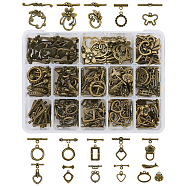 Tibetan Style Alloy Toggle Clasps, Mixed Shapes, Antique Bronze, 14x10.8x3cm, 120set/box(TIBE-PH0005-11AB)