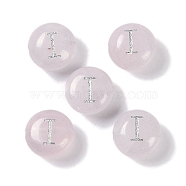 Natural Rose Quartz Beads, Rondelle with Letter, Letter I, 8.5~9x5~5.5mm, Hole: 1.2mm(G-L524-20I-01)