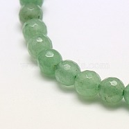 Natural Green Aventurine Beads Strands, Faceted, Round, 6mm, Hole: 1mm, about 62pcs/strand, 15.3 inch(G-M037-6mm-01)