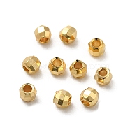 Brass Spacer Beads, Faceted, Barrel, Real 18K Gold Plated, 3x2.3mm, Hole: 1.2mm(KK-P249-02B-G)