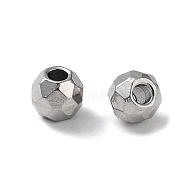 303 Stainless Steel Beads, Diamond Cut, Round, Stainless Steel Color, 4x3.5mm, Hole: 1.5mm(STAS-Q302-13B-P)