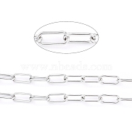 304 Stainless Steel Paperclip Chains, Drawn Elongated Cable Chain, Unwelded, with Spool, Stainless Steel Color, 16.8x7.2x1.5mm, about 32.8 Feet(10m)/roll(CHS-D027-02P)