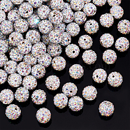 PandaHall Elite Pave Disco Ball Beads, Polymer Clay Rhinestone Beads, Round, PP13(1.9~2mm), 6 Rows Rhinestone, 10mm, Hole: 1.5mm, Crystal AB, PP13(1.9~2mm), 6 Rows Rhinestone, 10mm, Hole: 1.5mm(RB-PH0008-30A)