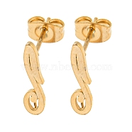 Ion Plating(IP) 304 Stainless Steel Stud Earring Findings, with Vertical Loop, Hollow Musical Note, Golden, 15.5x3.8mm, Hole: 2.5mm, Pin: 0.7mm(STAS-H180-17G)