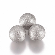 Tarnish Resistant 304 Stainless Steel Textured Beads, No Hole/Undrilled, Round, Stainless Steel Color, 10mm(STAS-G225-34P-02)