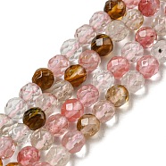 Tigerskin Glass Beads Strands, Faceted, Round, 4mm, Hole: 0.8mm, about 82pcs/strand, 14.25 inch(36.2cm)(G-E571-A07-04)