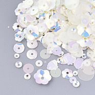 Ornament Accessories, PVC Plastic Paillette/Sequins Beads, Mixed Shapes, Light Goldenrod Yellow, 3~21x3~21x0.4~3mm, Hole: 1~1.6mm(PVC-T005-075H)