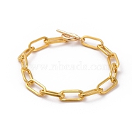 Unwelded Iron Paperclip Chain Bracelets, with 304 Stainless Steel Toggle Clasps, Golden, 7-7/8 inch(20cm)(BJEW-JB05044-01)