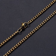 201 Stainless Steel Curb Chain Necklace, with Lobster Claw Clasps, Golden, 18.11 inch(46cm) long, Link: 4x3x1mm(STAS-S105-JN930-2-45)
