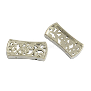 Tibetan Style Alloy Hollow Multi-Strand Links, Rectangle, Cadmium Free & Lead Free, Antique Silver, 25x12x4mm, Hole: 1mm(TIBEB-1134-AS-LF)